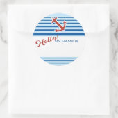 こんにちは、私の名前は名前タグといかり航海の ラウンドシール (バッグ)