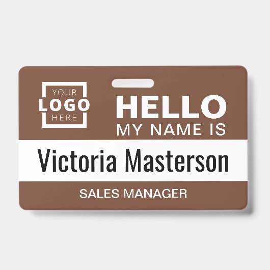 こんにちは 私の名前は - カスタムビジネス 従業員名 バッジ (正面)