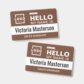 こんにちは 私の名前は - カスタムビジネス 従業員名 バッジ (正面&裏面)