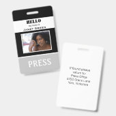 こんにちは 私の名前は フォトID レポーター プレスパス ID バッジ (表裏)