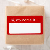 こんにちは、私の名前は、赤い名前タグラベル ラベル (インサイチュ)