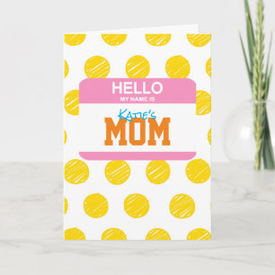 こんにちは 私の名前は MOM ネームタグ 親 ユーモア ドット シーズンカード