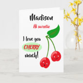 こんにちは、私はあなたを愛しさくらんぼパーソナライズされた。 カード (黄色い花)