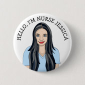 こんにちは、私はナースの名前を追加 缶バッジ (正面)