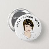 こんにちは、私はナースの名前を追加 缶バッジ (正面&裏面)
