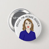 こんにちは、私はナースの名前を追加 缶バッジ (正面&裏面)