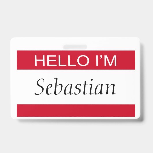 こんにちは 私はパーソナライズされています バッジ (正面)