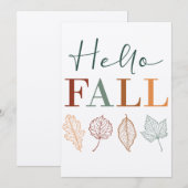 "こんにちは、秋" ラスティック モダン カラフルな葉 シーズンカード (正面/裏面)