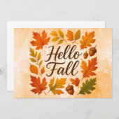 こんにちは、紅葉とどんぐり 招待状 (正面/裏面)