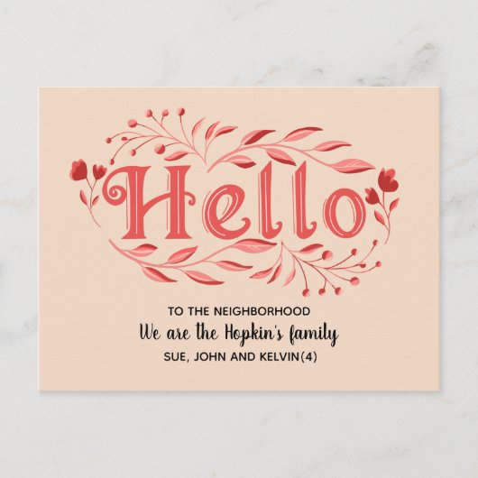 こんにちは、編集可能Neighborhood Poに新しい ポストカード (正面)