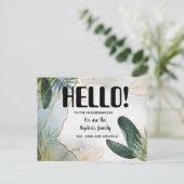 こんにちは、編集可能We're New to the Neighborhood ポストカード (スタンド正面)