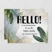 こんにちは、編集可能We're New to the Neighborhood ポストカード (正面/裏面)