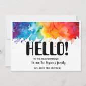 こんにちは、編集可能We're New to the Neighborhood 招待状 (正面)