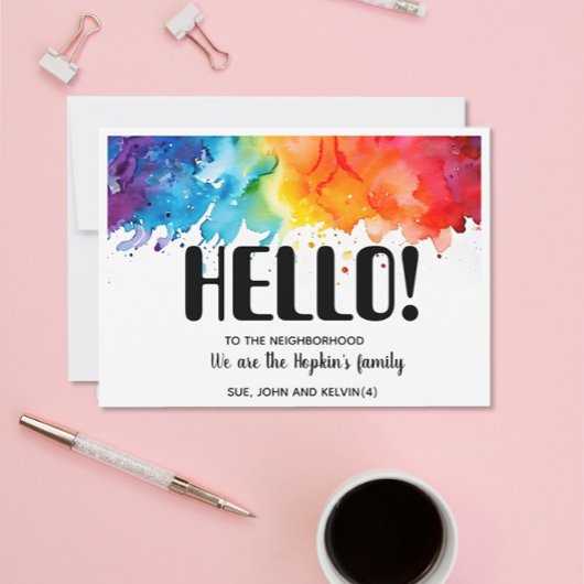 こんにちは、編集可能We're New to the Neighborhood 招待状
