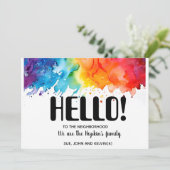 こんにちは、編集可能We're New to the Neighborhood 招待状 (スタンド正面)