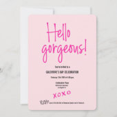 こんにちは、美しいギャルエンティデー xoxo ピンクカスタム 招待状 (正面)