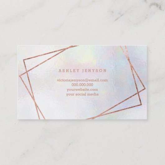 こんにちは、美しいバラ金ゴールドスクリプト幾何学的真珠 名刺 (裏面)