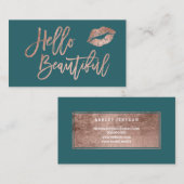 こんにちは、美しい唇のバラ金ゴールドシックスクリプトティール（緑がかった色） 名刺 (正面/裏面)