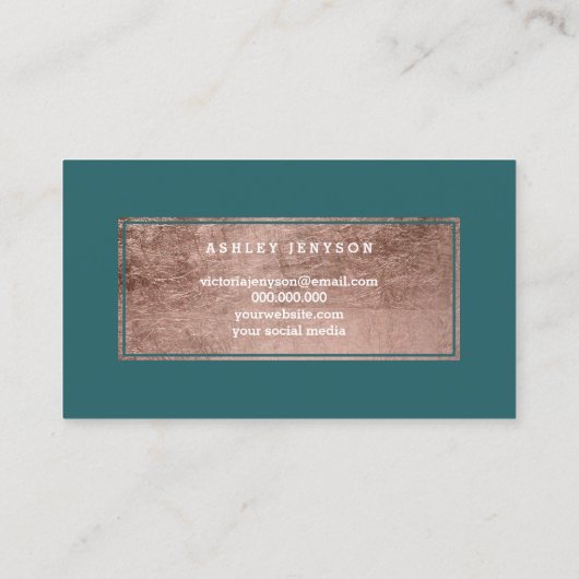 こんにちは、美しい唇のバラ金ゴールドシックスクリプトティール(緑がかった色) 名刺 (裏面)