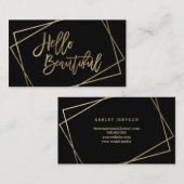 こんにちは、美しい金ゴールドフェイクスクリプトのジオメトリ黒 名刺 (正面/裏面)