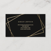 こんにちは、美しい金ゴールドフェイクスクリプトのジオメトリ黒 名刺 (裏面)