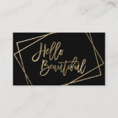 こんにちは、美しい金ゴールドフェイクスクリプトのジオメトリ黒 名刺 (正面)