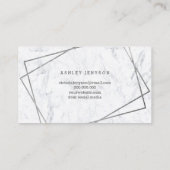 こんにちは、美しい銀色の文字の幾何学的大理石 名刺 (裏面)