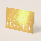 こんにちは 美しい おしゃれ 現代 タイポグラフィー 折り紙メモ 箔カード (正面)