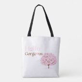 こんにちは、美しい ピンクの花の木 トートバッグ (裏面)