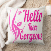 こんにちは 美しい 愛らしい レディ フェイス タイポグラフィ クッション (ブランケット)