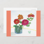 こんにちは!花考える瓶に入絵を描っているお前の ポストカード (正面/裏面)