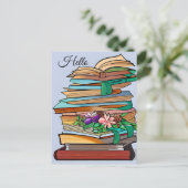 こんにちは、連絡を取り合おう | 本の山 ポストカード (スタンド正面)