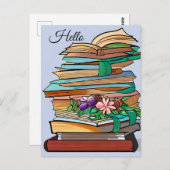 こんにちは、連絡を取り合おう | 本の山 ポストカード (正面/裏面)