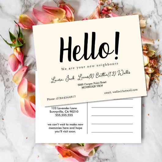 こんにちは、隣人に会う | シンプルウェルカムポストカ ポストカード