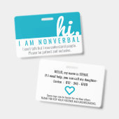 こんにちは 非言語的 忍耐 PVC バッジ (正面＆裏面)