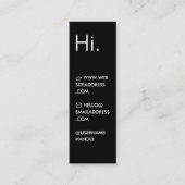 こんにちは | 黒モダンミニマルと白 スキニー名刺 (正面)