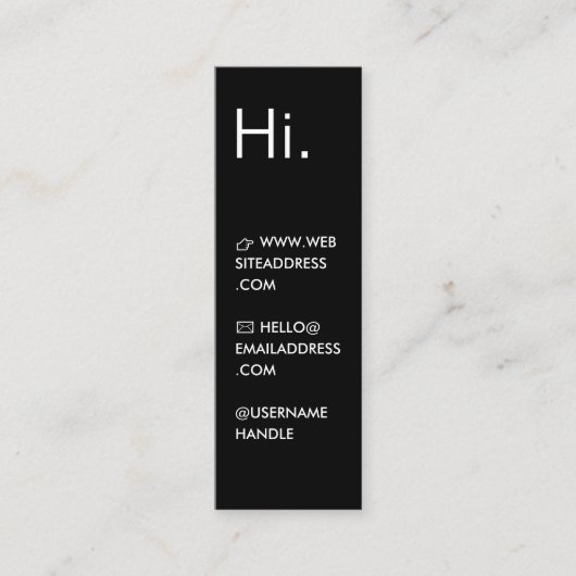 こんにちは | 黒モダンミニマルと白 スキニー名刺 (正面)
