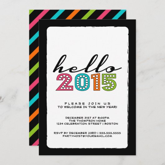 こんにちは、2014年大晦日のお正月パーティー 招待状 (正面/裏面)