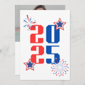 こんにちは 2025 赤と青のホリデーカード シーズンカード (正面/裏面)