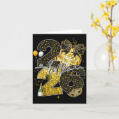 こんにちは 2026年 ハッピーニューイヤー ディスコボール ニューイヤーカウントダウン カード (黄色い花)