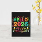 こんにちは 2026年 新年カウントダウン パーティー ファイヤー カード (黄色い花)