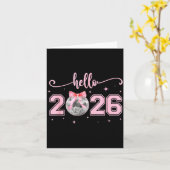 こんにちは 2026 かわいい Nk リボン 2026 年末年始のパーティー カード (黄色い花)