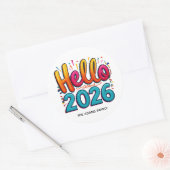 こんにちは 2026 カラフルステッカー ラウンドシール (封筒)