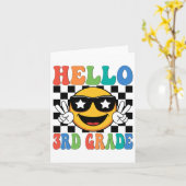 こんにちは 3年生 先生 男の子 女の子 バック カード (黄色い花)