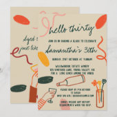 こんにちは 30 サーティー サーティ番 ワイナリー ランチ 誕生日 招待状 (正面/裏面)