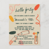 こんにちは、40 フォーティー ワイナリー ランチ 誕生日 ポストカード (正面)