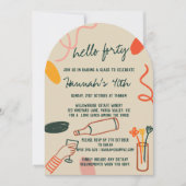 こんにちは、40 フォーティー ワイナリー ランチ 誕生日 招待状 (正面)