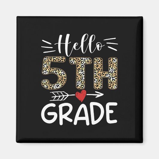 こんにちは、5年生ヒョウ 1日目の学校チーム 5 マグネット (正面)