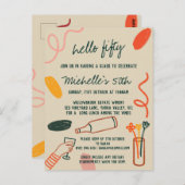 こんにちは 50 フィフティ 50th ワイナリー ランチ 誕生日 ポストカード (正面/裏面)