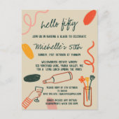 こんにちは 50 フィフティ 50th ワイナリー ランチ 誕生日 ポストカード (正面)